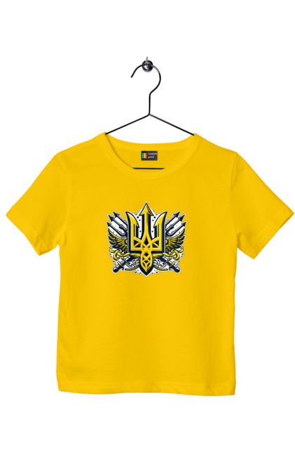 Футболка дитяча з принтом "Символіка україни". Герб, патріотичні зображення, символіка, тризуб, україна. 2070702