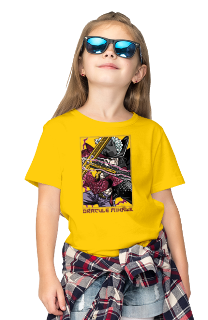 Children's t-shirt with prints One Piece Dracule Mihawk. Anime, dracule mihawk, manga, mihawk, one piece, straw hat pirates. 2070702