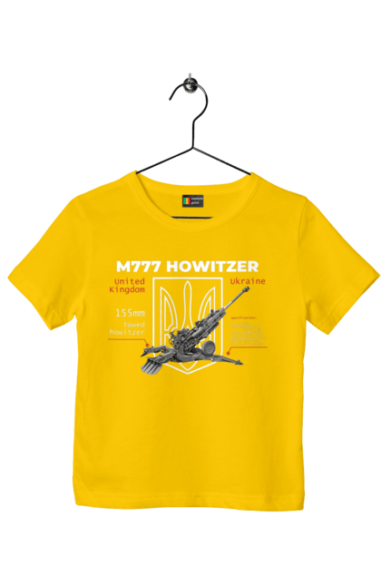 Футболка дитяча з принтом "155 мм гаубиця M777". Archer, bayraktar, himars, javelin, m777, patriot, weapon, zaluzhny, гаубиця. 2070702
