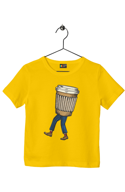 Children's t-shirt with prints Coffee Man. Coffee, coffee lover. 2070702