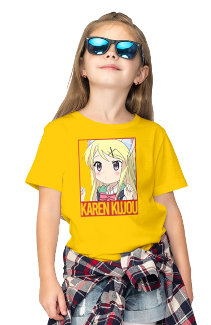 Children's t-shirt with prints Kiniro Mosaic Karen Kujo. Anime, gold mosaic, karen, karen kujo, kiniro mosaic, kinmoza, manga. 2070702