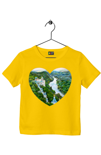 Children's t-shirt with prints Святогорская лавра. Church, donetsk region, forest, landscape, monastery, river, svyatogorsk, ukraine. 2070702