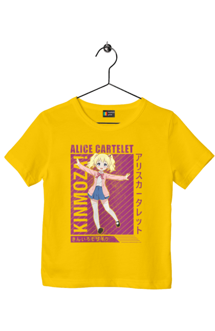 Футболка дитяча з принтом "Золота мозаїка Аліса Картелет". Alice cartelet, anime, kiniro mosaic, kinmoza, manga, аліса, аліса картелет, аніме, золота мозаїка, манга. 2070702