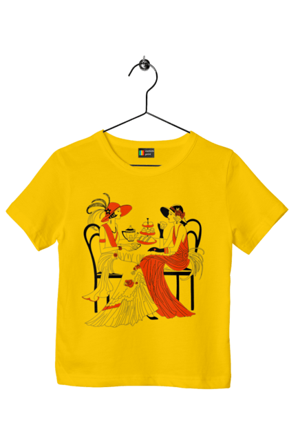 Футболка дитяча з принтом "Дами В Червоному". Дами, посиденьки, чаювання. 2070702