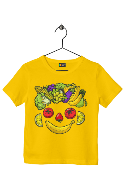 Футболка дитяча з принтом "Зсж Посмішка". Зож, овоч, посмішка, фрукт. 2070702