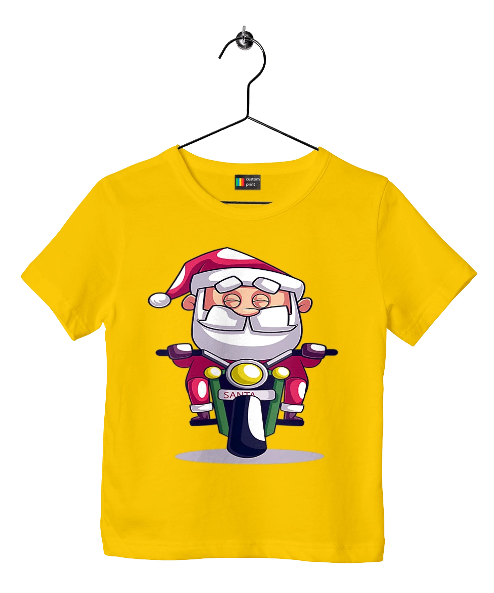 Happy Santa on a motorcycle