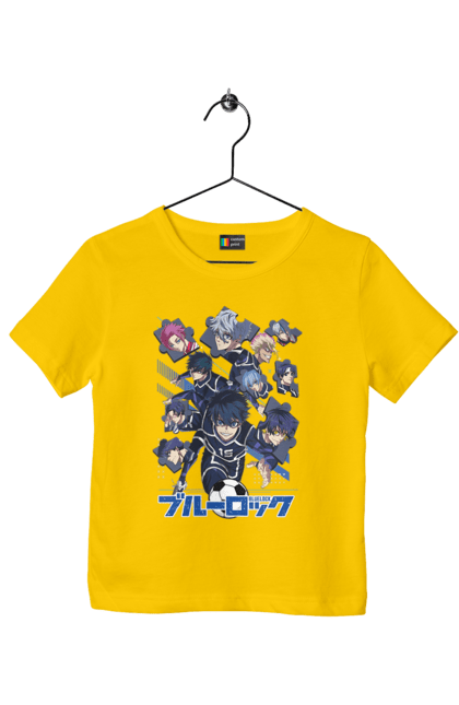 Children's t-shirt with prints Blue Lock. Anime, blue lock, blue prison, manga, sport, sports anime. 2070702