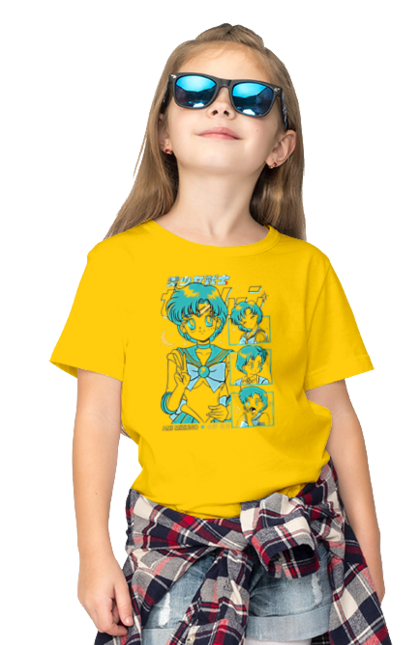 Children's t-shirt with prints Sailor Moon Mercury. Ami mizuno, anime, drama, magical girl, sailor mercury, sailor moon, tv series. 2070702