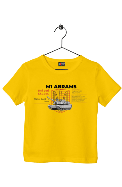 Children's t-shirt with prints M1 Abrams. Abrams, industrious, m1 abrams, tank, weapon. 2070702