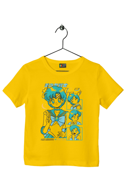 Children's t-shirt with prints Sailor Moon Mercury. Ami mizuno, anime, drama, magical girl, sailor mercury, sailor moon, tv series. 2070702