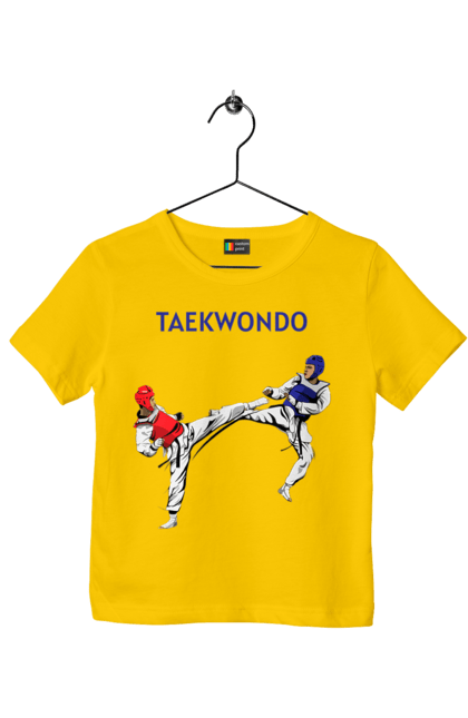 Футболка детская с принтом Taekwondo training02 [Converted]. Taekwondo, боевое искусство, корея, спорт, таэквондо, тренировка. 2070702