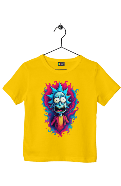 Children's t-shirt with prints Rick and Morty. Adventures, black humor, cartoon, rick, rick and morty, sci-fi, tragicomedy. 2070702