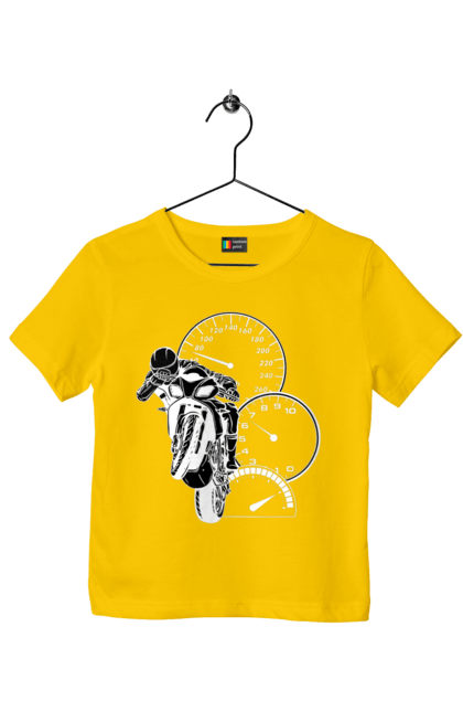 Футболка дитяча з принтом "Мотоцикл І Швидкість Білий". Мото, мотоцикл, швидкість. 2070702