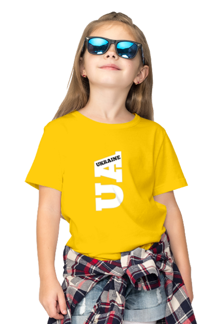 Children's t-shirt with prints Ukraine. Abbreviation, emblem, home, inscription, logotype, text, ukraine. 2070702