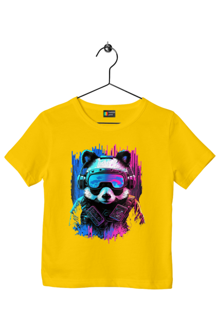 Футболка дитяча з принтом "Панда в VR шолом". Віртуальна реальність, гік, панда, персонаж, шолом. 2070702