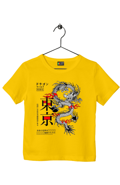 Футболка дитяча з принтом "Дракон". Азія, вигадка, воїн, дракон, істота, китай, міф, міфологія, японія. 2070702