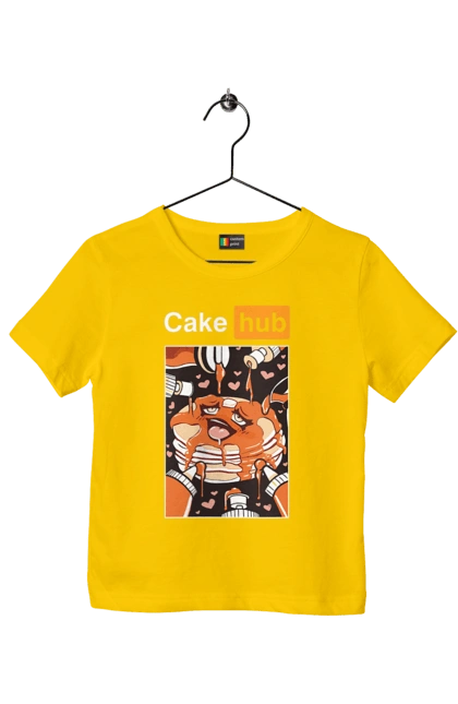 Children's t-shirt with prints Cake Hub. Brutal, cake, cake hub, hub, humor, joke, porn hub. 2070702