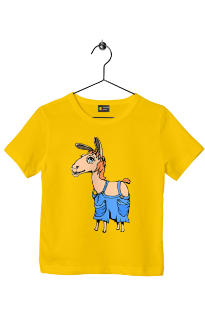 Футболка дитяча з принтом "Лама В Комбінезоні". Комбінезон, лама. 2070702