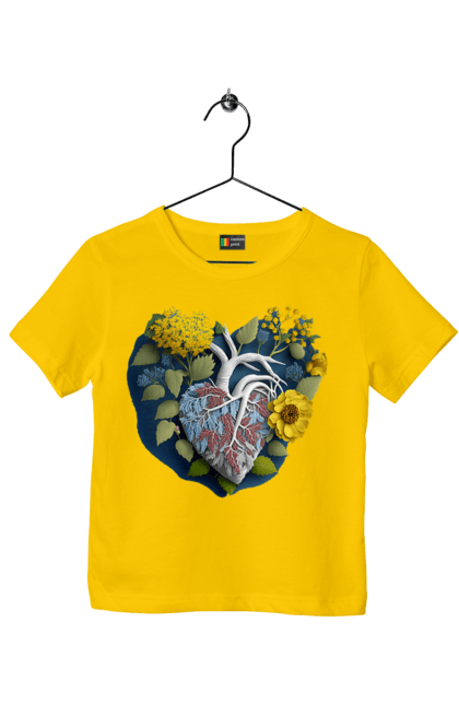 Футболка дитяча з принтом "Серце квіти". Люблю україну, перемога україни, серце, символи україни, соняшник, традиції україни, україна. 2070702