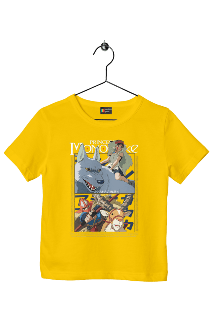 Children's t-shirt with prints Princess Mononoke. Adventure, anime, fantasy, ghibli, hayao miyazaki, princess mononoke, studio ghibli. 2070702