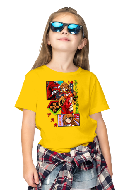 Children's t-shirt with prints Evangelion Asuka. Anime, asuka, asuka langley sorry, eva 02, evangelion, eve, kaoru, manga, ray, shinji. 2070702