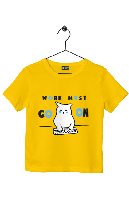 Футболка дитяча з принтом "Робота не вовк". Айті, кіт, коти, котики, робота. 2070702