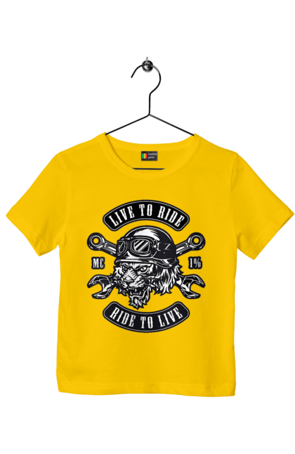 Children's t-shirt with prints Live To Ride, Tiger. Moped, tiger, to ride. 2070702