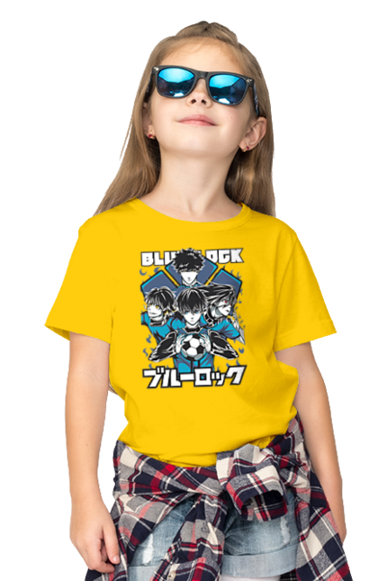 Children's t-shirt with prints Blue Lock. Anime, blue lock, blue prison, manga, sport, sports anime. 2070702