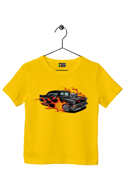 Футболка дитяча з принтом "Машина Вогонь". Автомобіль, вогонь, машина. 2070702