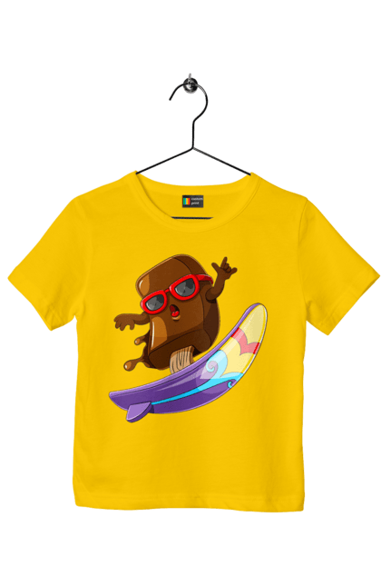 Футболка дитяча з принтом "Мороженко На Серфі". Літо, морозиво, окуляри, серфінг. 2070702