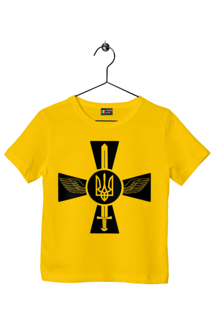 Футболка дитяча з принтом "Україна герб". Герб, крила, меч, україна. 2070702