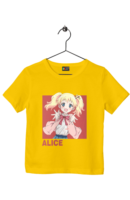 Футболка дитяча з принтом "Золота мозаїка Аліса Картелет". Alice cartelet, anime, kiniro mosaic, kinmoza, manga, аліса, аліса картелет, аніме, золота мозаїка, манга. 2070702