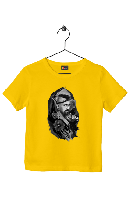 Футболка детская с принтом Козак. Cossack, forelock, good ukrainian, pistol, tickets, vusa. 2070702