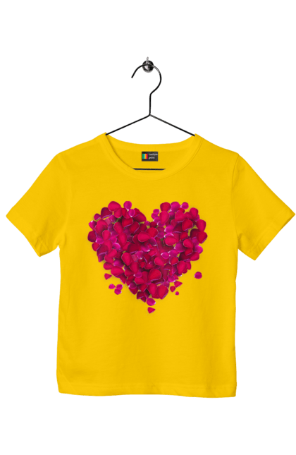 Футболка дитяча з принтом "Серце З Пелюсток Троянди". Пелюстки, серце, троянда. 2070702