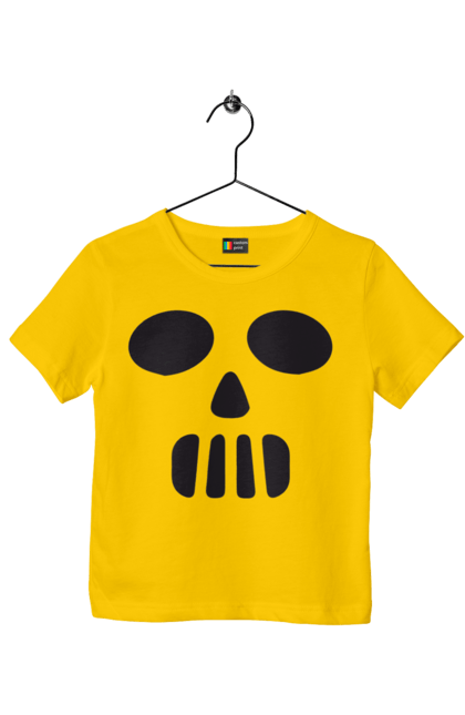 Children's t-shirt with prints Halloween pumpkin face. Costume, halloween, holiday, october, october 31, pumpkin, scary, sweets, trick or treat. 2070702