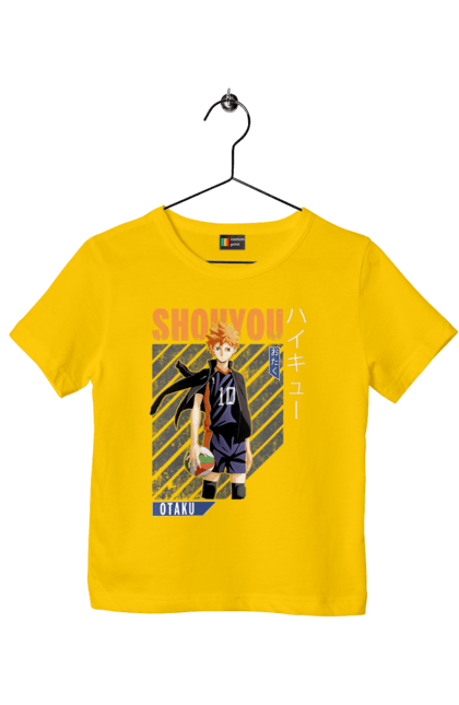 Футболка детская с принтом Волейбол!! Хината. Anime, haikyu, hinata, manga, shoyo hinata, аниме, волейбол, манга, хината, шоё хината. 2070702