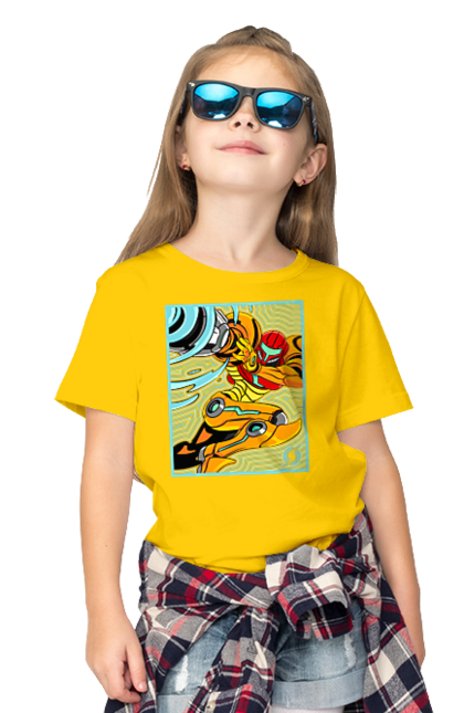 Children's t-shirt with prints Metroid Samus Aran. Game, head hunter, heroine, metroid, power suit, samus aran, video game. 2070702