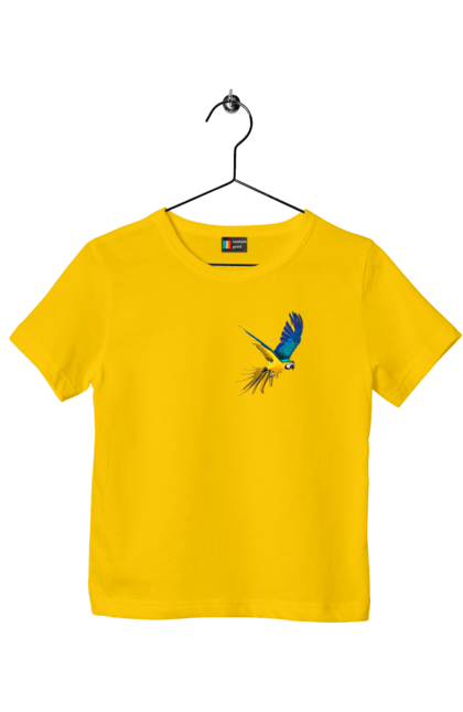 Футболка дитяча з принтом "Папуга українець". Екзотика, папуга, патріот, пташка, символіка, україна. 2070702