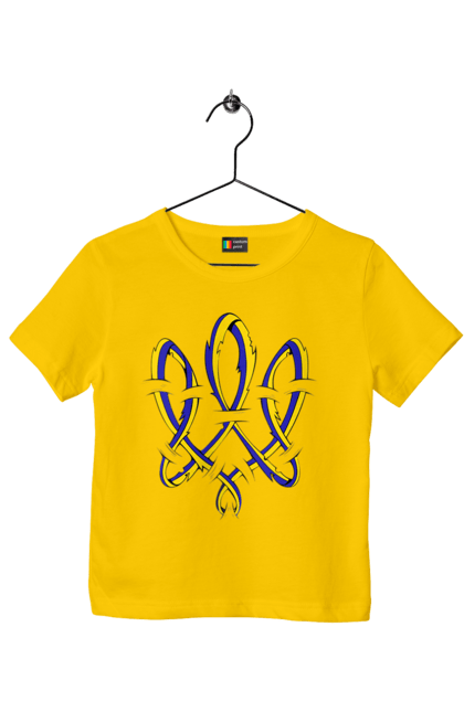 Футболка дитяча з принтом "Тризуб України герб". Воля, герб, символ україни, тризуб, тризуб україни, тризуб україни герб, україна, українська символіка. 2070702