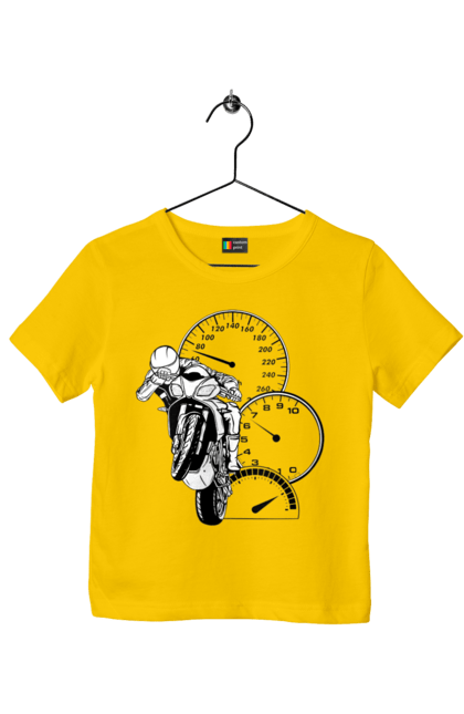 Футболка дитяча з принтом "Мотоцикл Швидкість Чорний". Мото, мотоцикл, розгін, швидкість. 2070702