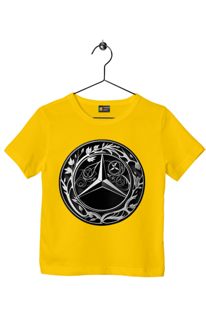 Футболка дитяча з принтом "Mercedes Benz Лого Арт". Авто, автомобіль, логотип мерседес, машини, мерс, мерседес. 2070702