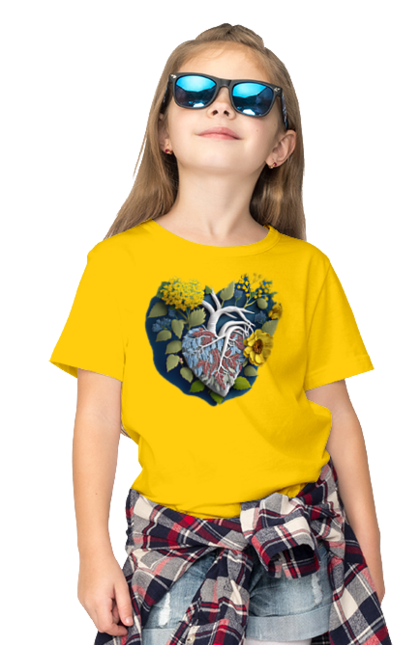Футболка дитяча з принтом "Серце квіти". Люблю україну, перемога україни, серце, символи україни, соняшник, традиції україни, україна. 2070702