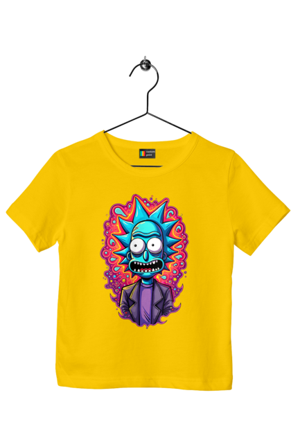 Children's t-shirt with prints Rick and Morty. Adventures, black humor, cartoon, rick, rick and morty, sci-fi, tragicomedy. 2070702