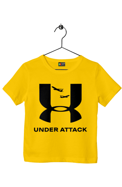 Футболка дитяча з принтом "Under Attack black". Андер армор, бренди, гумор, приколи, прикольні, ундер армор. 2070702