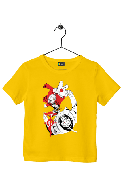 Children's t-shirt with prints Fullmetal Alchemist. Adventures, alphonse elric, anime, edward elric, fullmetal alchemist, light novel, manga, steampunk. 2070702