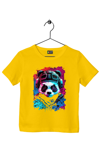 Футболка дитяча з принтом "Панда в VR шолом". Віртуальна реальність, гік, панда, персонаж, шолом. 2070702