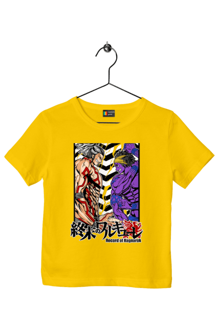 Children's t-shirt with prints Record of Ragnarok Shiva vs Raiden. Anime, comics, manga, netflix, raiden, record of ragnarok, shiva. 2070702