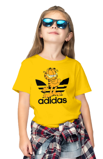 Футболка дитяча з принтом "Adidas Гарфілд". Adidas, garfield, адідас, гарфілд, голод, кінокомедія, кіт, комедія, фільм. 2070702