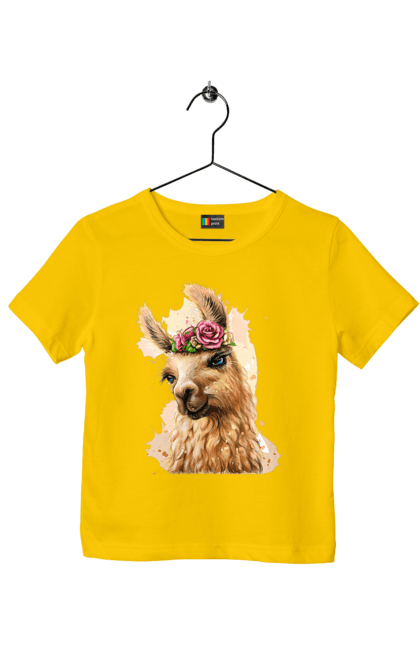 Футболка дитяча з принтом "Лама Портрет". Лама, портрет, тварина. 2070702