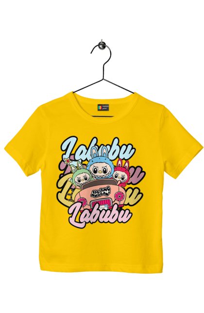 Футболка дитяча з принтом "Лабубу". Іграшка лабубу, лабубу, лабубу кока кола, мерч лабубу, мила, рожева лабубу, смішна лабубу. 2070702
